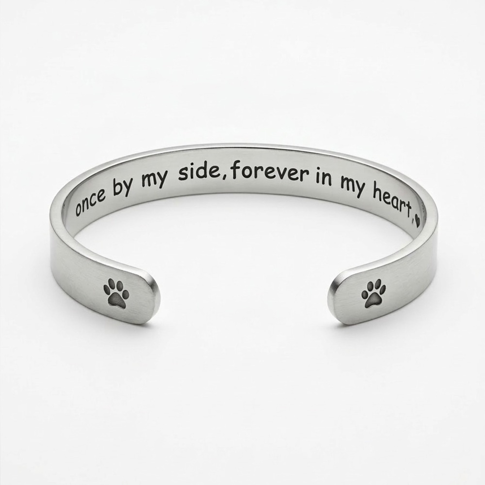 Silver Paw Print Cuff Bracelet